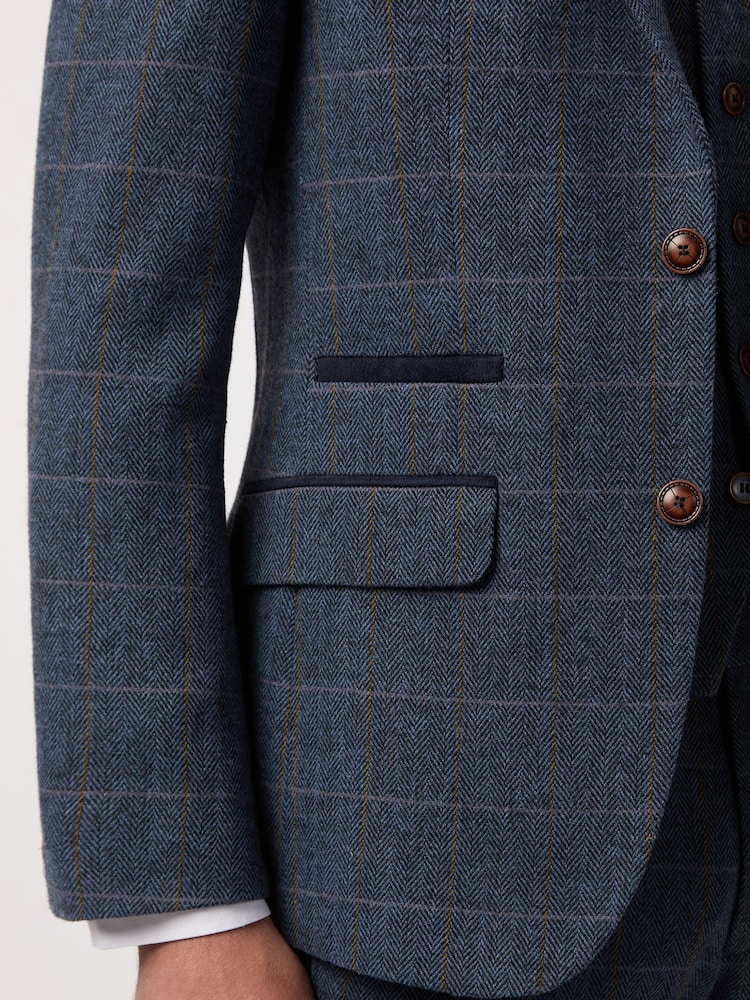 Antique Rogue Blue Maverick Hbone Check Jacket - Image 5 of 5