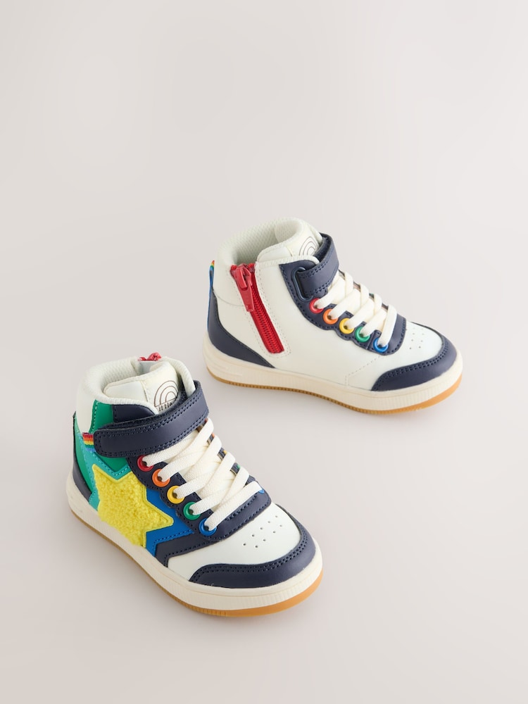 Little Bird by Jools Oliver Multi Rainbow Boucle Star Hi-Top Trainers - Image 2 of 6 Little Bird by Jools Oliver Multi Rainbow Boucle Star Hi-Top Trainers - Image 2 of 6
