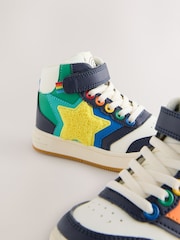Little Bird by Jools Oliver Multi Rainbow Boucle Star Hi-Top Trainers - Image 3 of 6