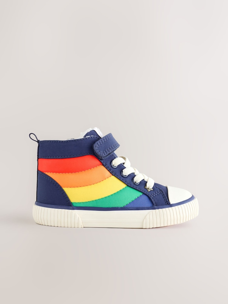 Little Bird by Jools Oliver Bright Rainbow Padded Hi-Top Trainers - Image 1 of 6 Little Bird by Jools Oliver Bright Rainbow Padded Hi-Top Trainers - Image 1 of 6