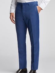 Ted Baker Cobalt Blue Forbe Sharkskin Slim Trousers - Image 1 of 4