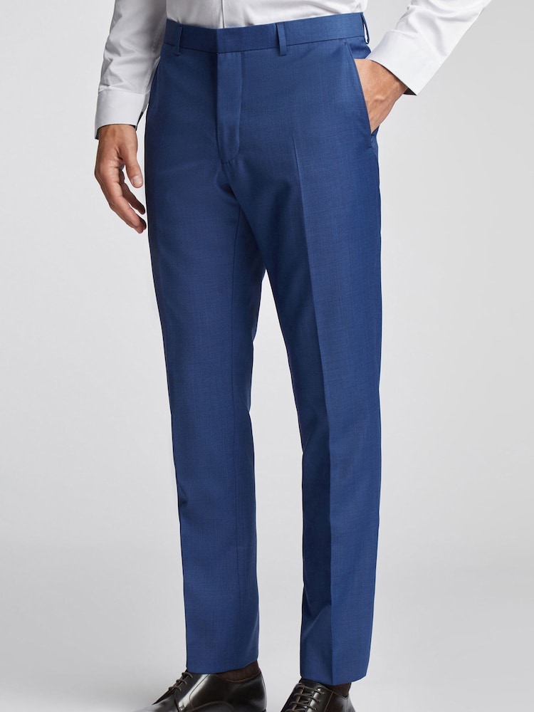 Ted Baker Cobalt Blue Forbe Sharkskin Slim Trousers - Image 1 of 4