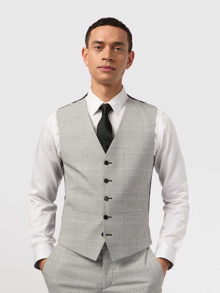 Antique Rogue Grey Monochrome Check Waistcoat - Image 1 of 2