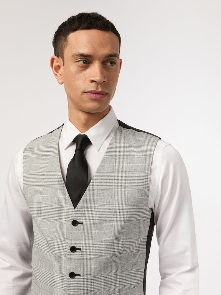 Antique Rogue Grey Monochrome Check Waistcoat - Image 2 of 2