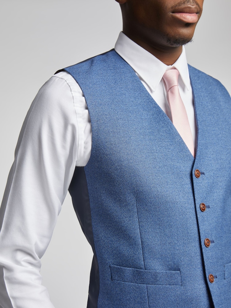 Antique Rogue Blue Blake Texture Waistcoat - Image 2 of 3