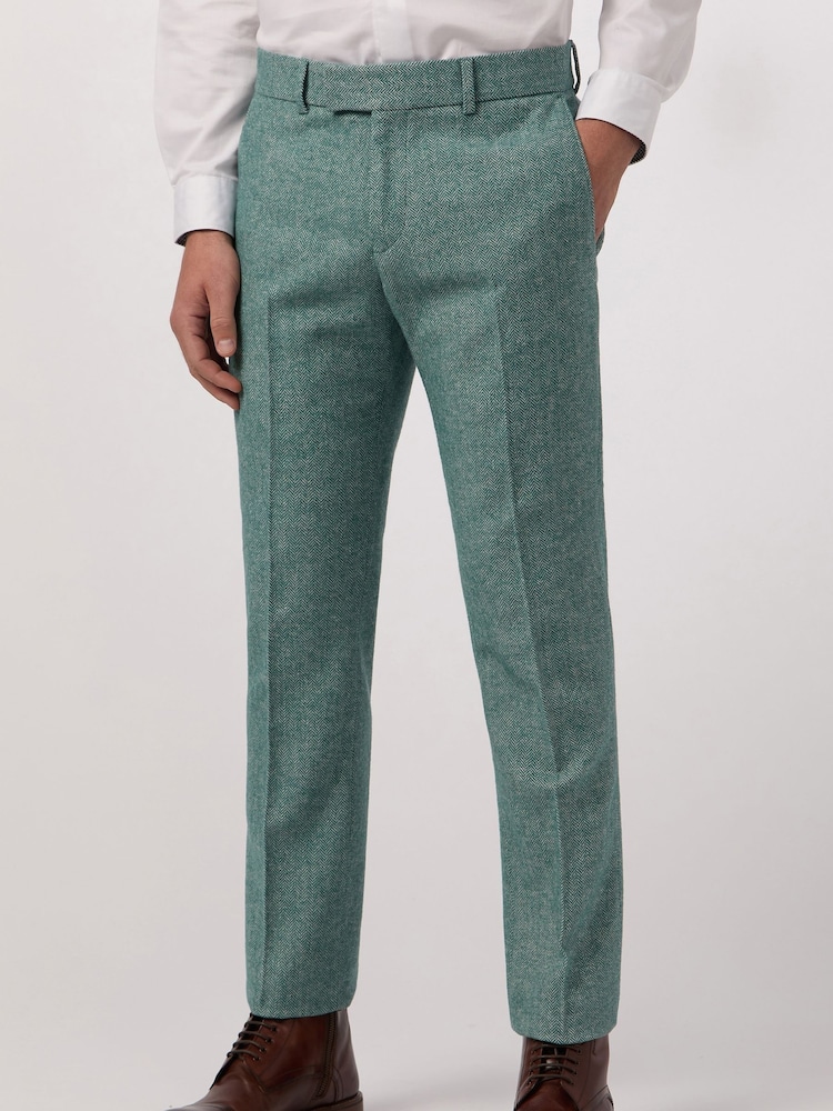 Antique Rogue Green Herringbone Tweed Trousers - Image 1 of 2