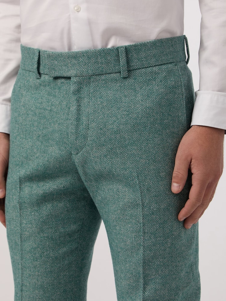 Antique Rogue Green Herringbone Tweed Trousers - Image 2 of 2