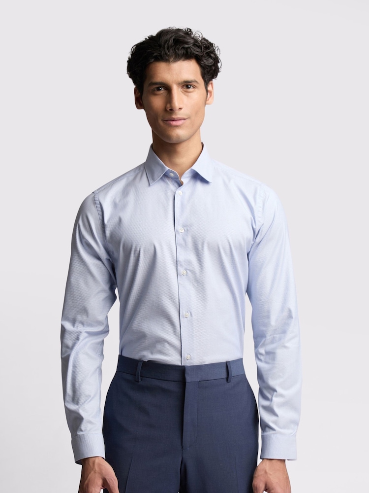 Ted Baker Blue Hart Diamond Dot Slim Shirt - Image 1 of 4 Ted Baker Blue Hart Diamond Dot Slim Shirt - Image 1 of 4