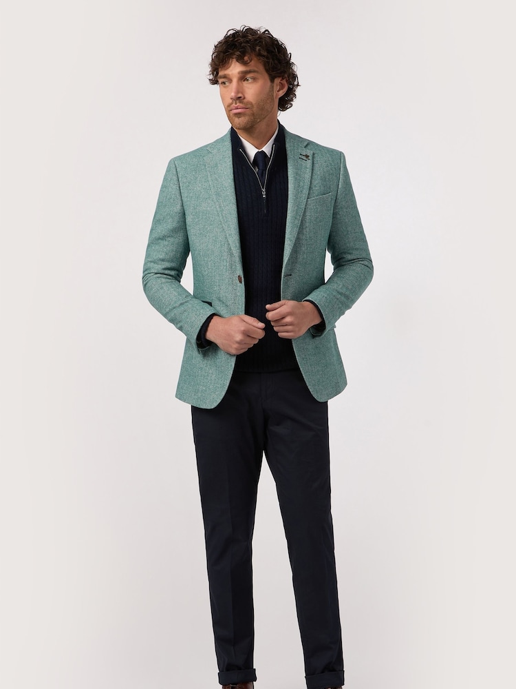 Antique Rogue Green Herringbone Tweed Jacket - Image 4 of 4