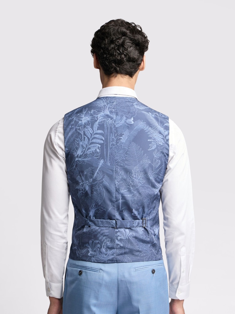 Ted Baker Blue Blake Sharkskin Slim Waistcoat - Image 2 of 4 Ted Baker Blue Blake Sharkskin Slim Waistcoat - Image 2 of 4