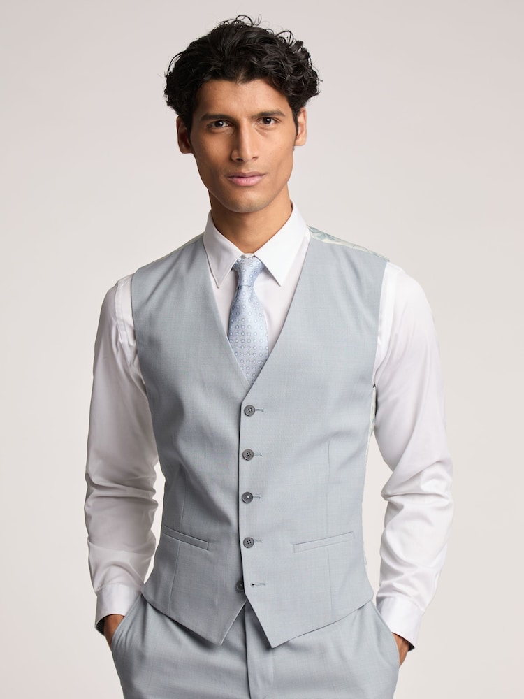 Ted Baker Blue Heath Duckegg Sharkskin Slim Waistcoat - Image 1 of 4