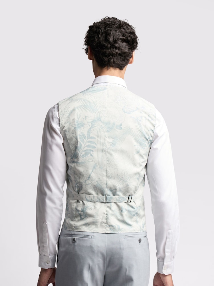 Ted Baker Blue Heath Duckegg Sharkskin Slim Waistcoat - Image 2 of 4