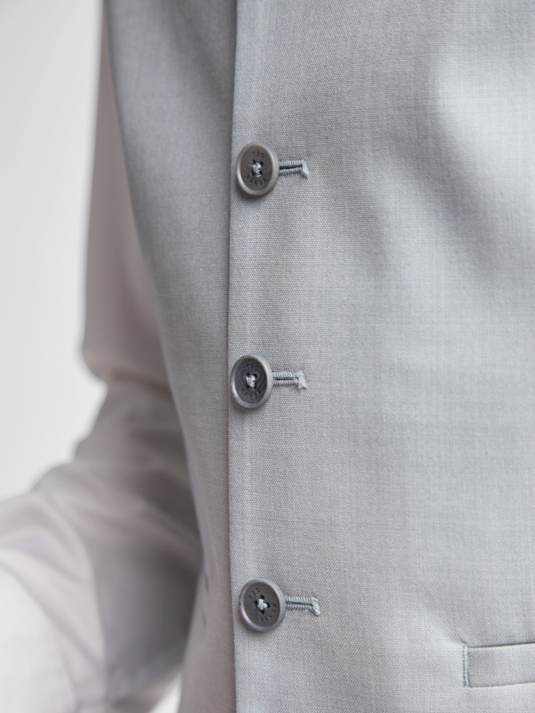 Ted Baker Blue Heath Duckegg Sharkskin Slim Waistcoat - Image 4 of 4
