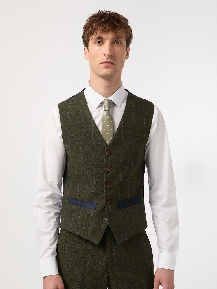 Antique Rogue Green And Blue Hooper Check Waistcoat - Image 1 of 2