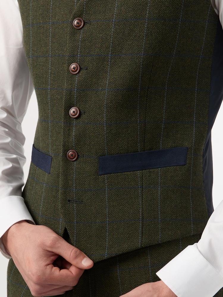 Antique Rogue Green And Blue Hooper Check Waistcoat - Image 2 of 2