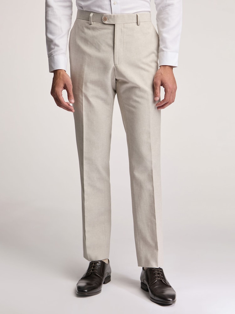 Ted Baker Natural Morris Cotton Linen Slim Trousers - Image 1 of 3