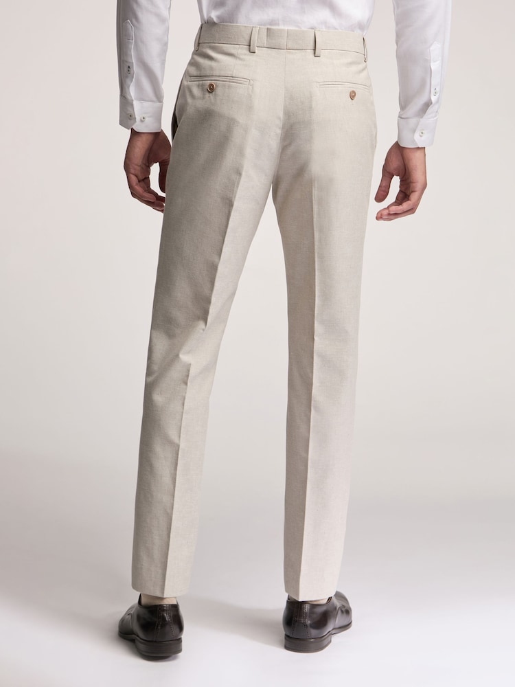 Ted Baker Natural Morris Cotton Linen Slim Trousers - Image 2 of 3