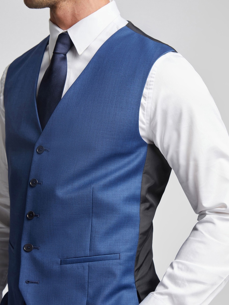 Ted Baker Blue Forbe Sharkskin Waistcoat - Image 3 of 3