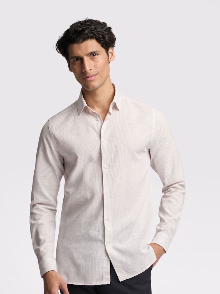 Ted Baker Natural Kerr Stone Stripe Slim Shirt - Image 1 of 4