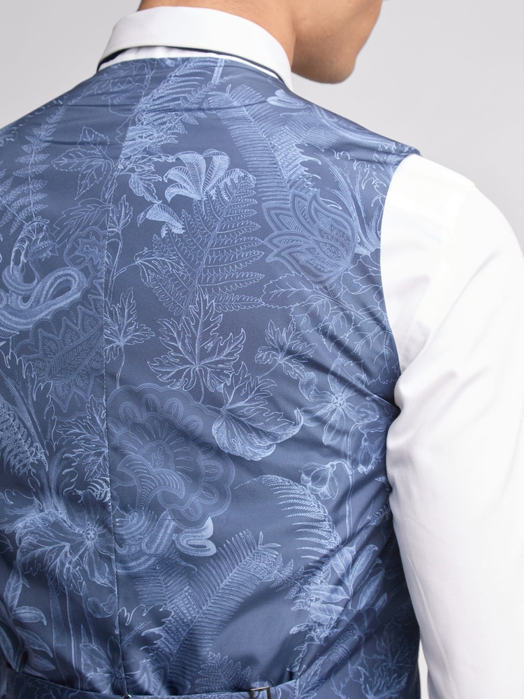 Ted Baker Grey Bredon Check Slim Waistcoat - Image 4 of 4 Ted Baker Grey Bredon Check Slim Waistcoat - Image 4 of 4