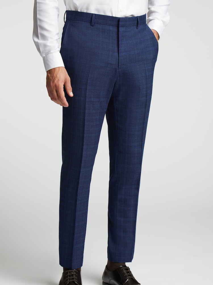 Ted Baker Blue Slim Embosshoyle Soft Check Trousers - Image 1 of 4