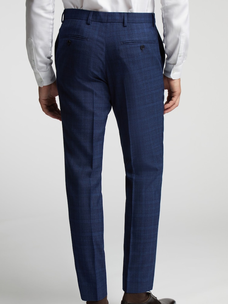 Ted Baker Blue Slim Embosshoyle Soft Check Trousers - Image 2 of 4