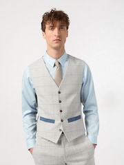 Antique Rogue Taupe Powell Check Tweed Waistcoat - Image 1 of 2