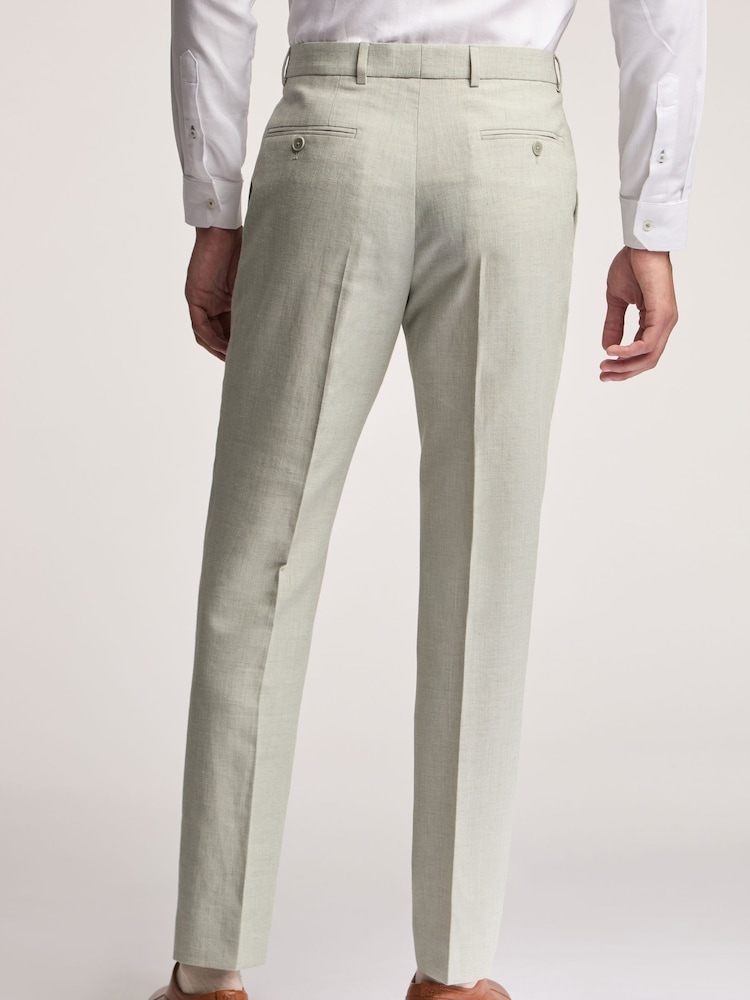 Ted Baker Green Leo Linen Slim Trousers - Image 2 of 4