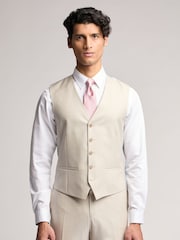 Ted Baker Natural Turner Stone Sharkskin Slim Waistcoat - Image 1 of 4