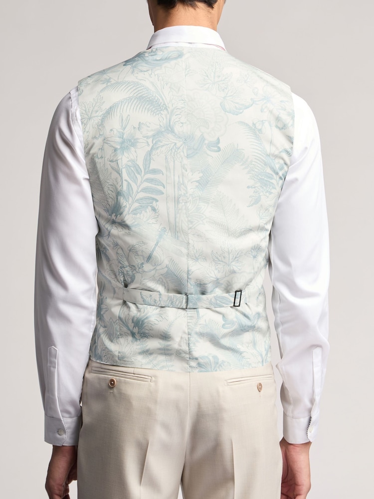 Ted Baker Natural Turner Stone Sharkskin Slim Waistcoat - Image 2 of 4 Ted Baker Natural Turner Stone Sharkskin Slim Waistcoat - Image 2 of 4