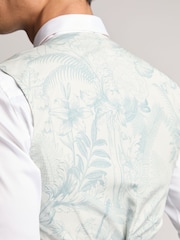 Ted Baker Natural Turner Stone Sharkskin Slim Waistcoat - Image 4 of 4