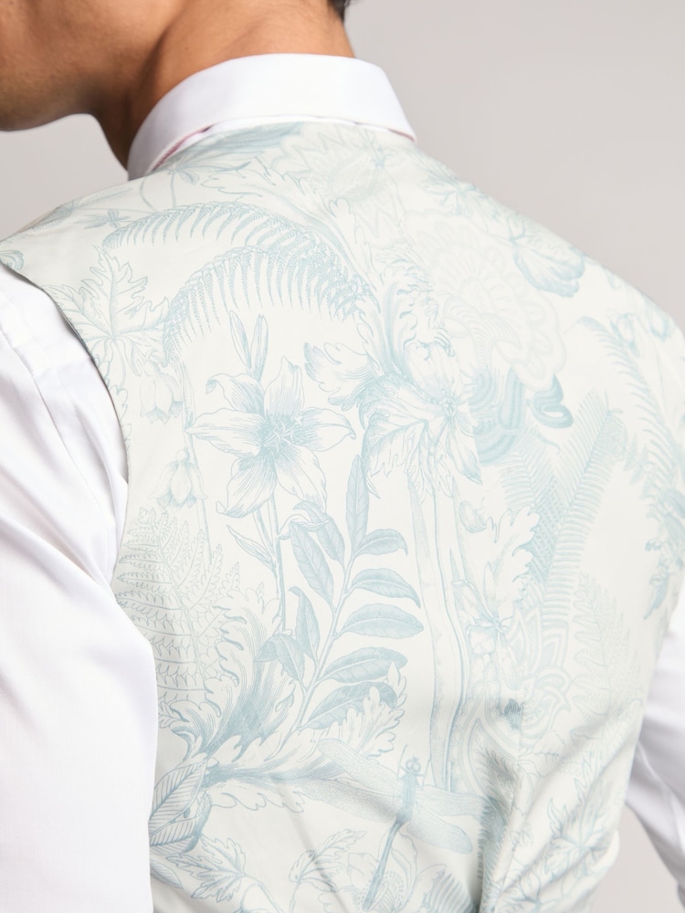 Ted Baker Natural Turner Stone Sharkskin Slim Waistcoat - Image 4 of 4 Ted Baker Natural Turner Stone Sharkskin Slim Waistcoat - Image 4 of 4