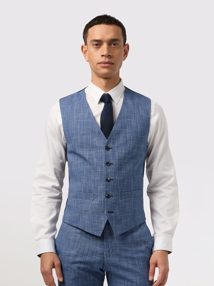 Antique Rogue Blue Check Waistcoat - Image 1 of 2