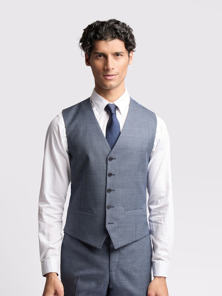 Ted Baker Blue Slim Riley Ptooth Waistcoat - Image 1 of 4 Ted Baker Blue Slim Riley Ptooth Waistcoat - Image 1 of 4