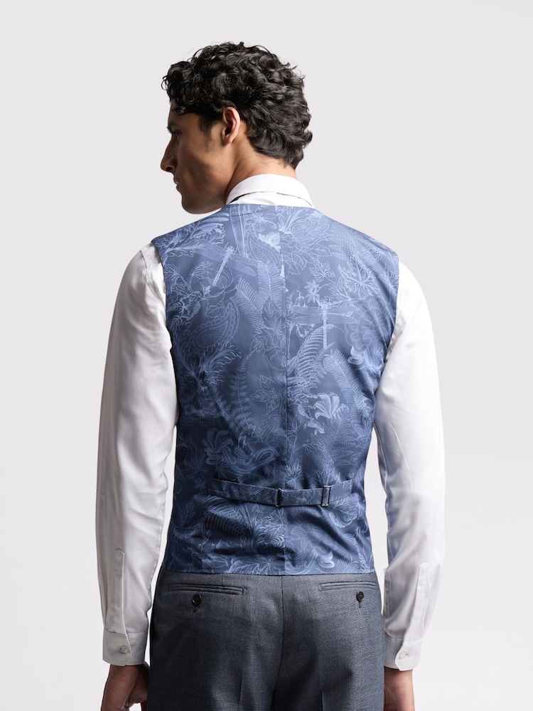 Ted Baker Blue Slim Riley Ptooth Waistcoat - Image 2 of 4