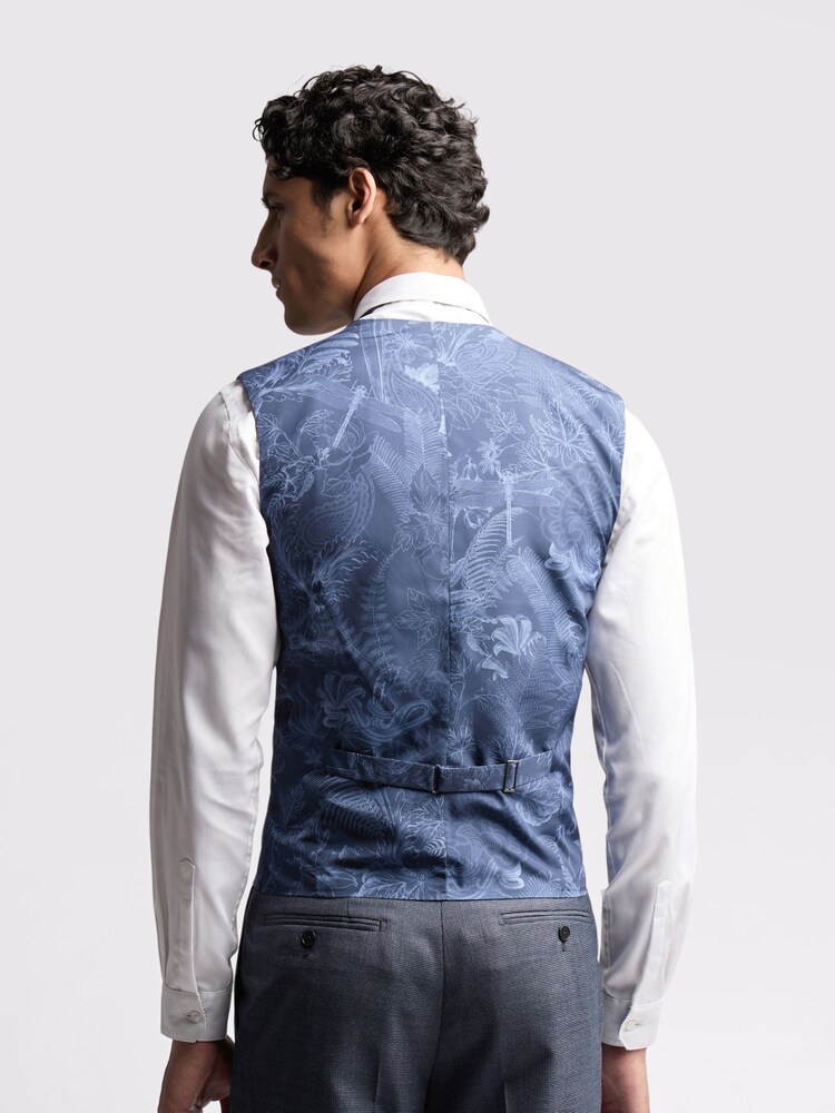 Ted Baker Blue Slim Riley Ptooth Waistcoat - Image 2 of 4 Ted Baker Blue Slim Riley Ptooth Waistcoat - Image 2 of 4
