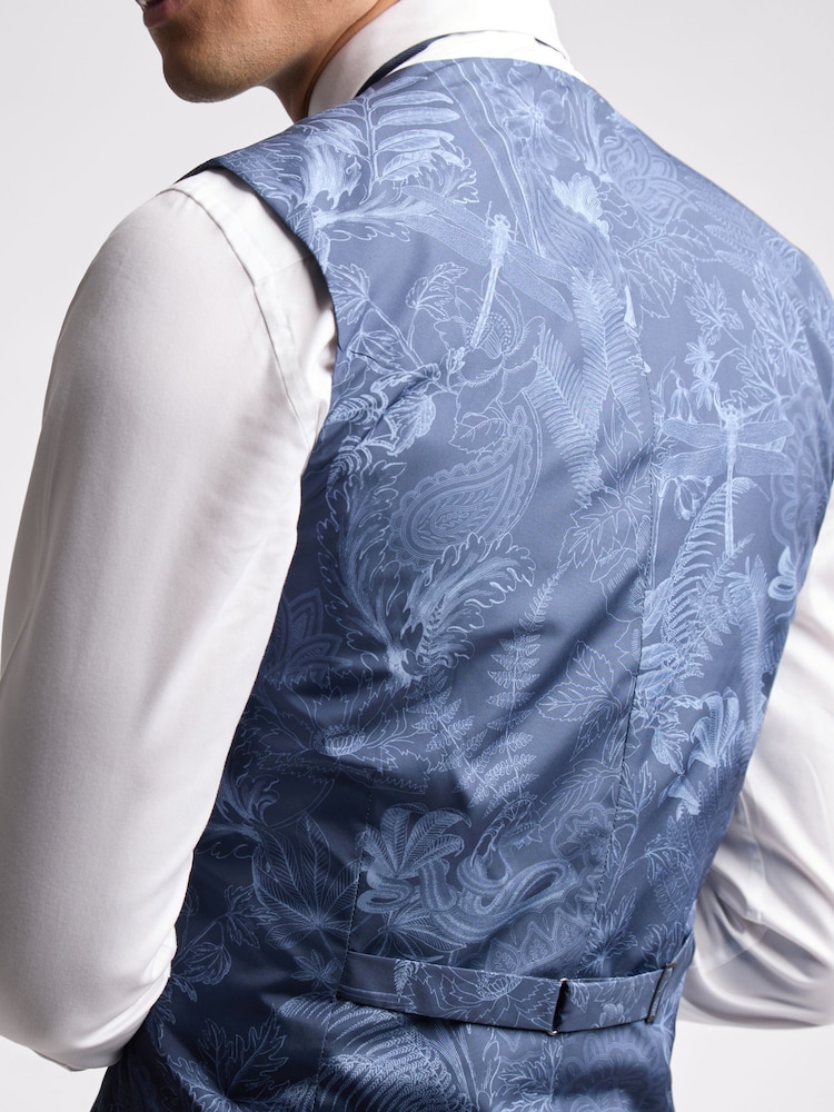 Ted Baker Blue Slim Riley Ptooth Waistcoat - Image 4 of 4 Ted Baker Blue Slim Riley Ptooth Waistcoat - Image 4 of 4