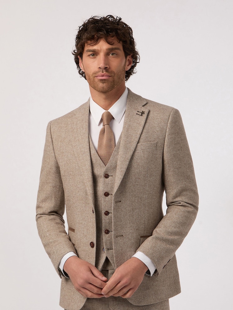 Antique Rogue Natural Herringbone Tweed Jacket - Image 2 of 5