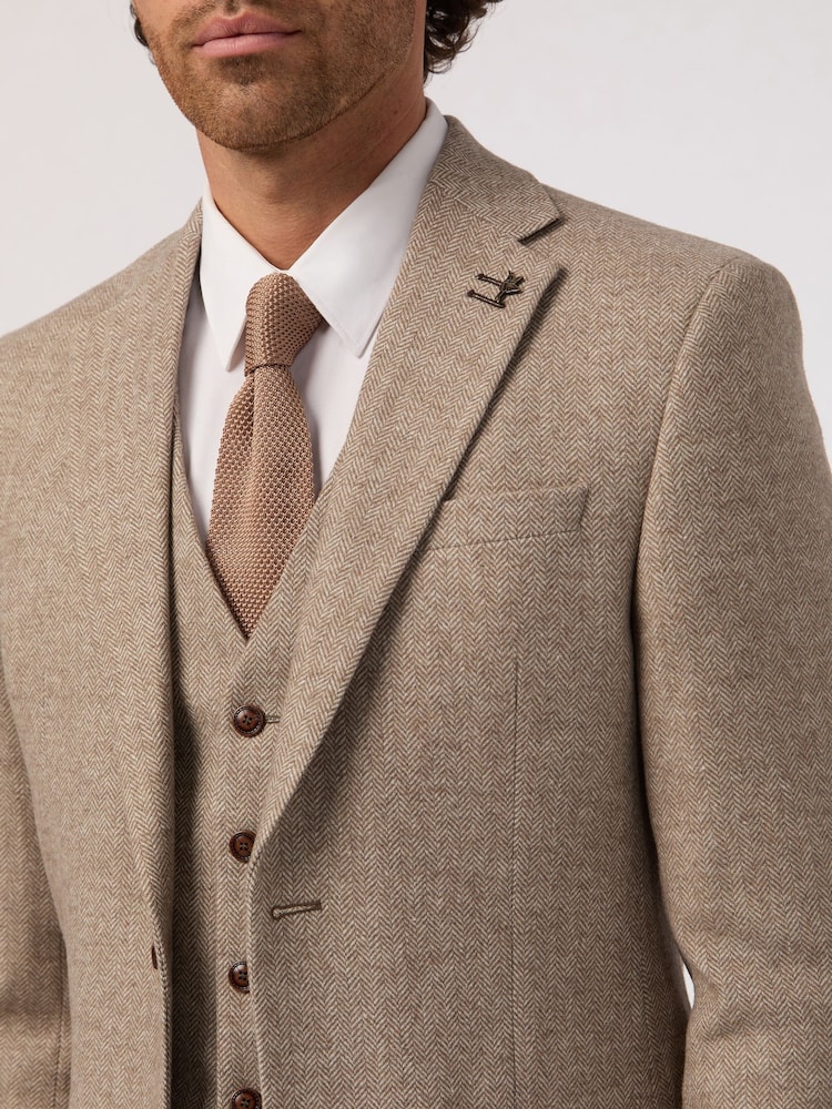 Antique Rogue Natural Herringbone Tweed Jacket - Image 5 of 5