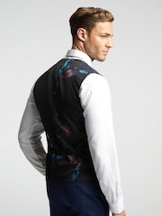 Ted Baker Blue Slim Hoyle Soft Check Waistcoat - Image 2 of 4