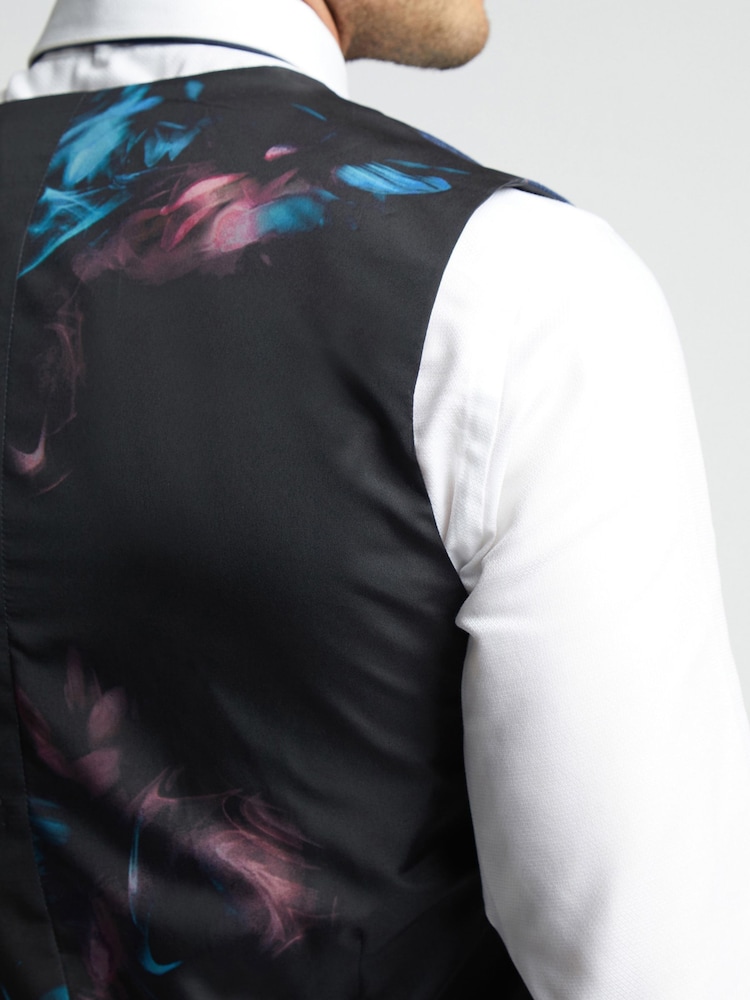Ted Baker Blue Slim Hoyle Soft Check Waistcoat - Image 4 of 4
