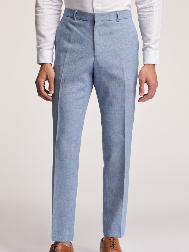 Ted Baker Airforce Blue Hydra Linen Slim Trousers - Image 1 of 3