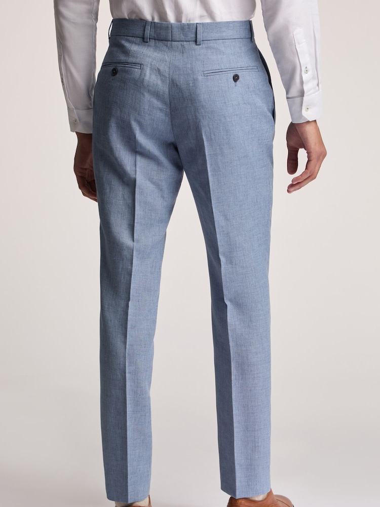 Ted Baker Airforce Blue Hydra Linen Slim Trousers - Image 2 of 3
