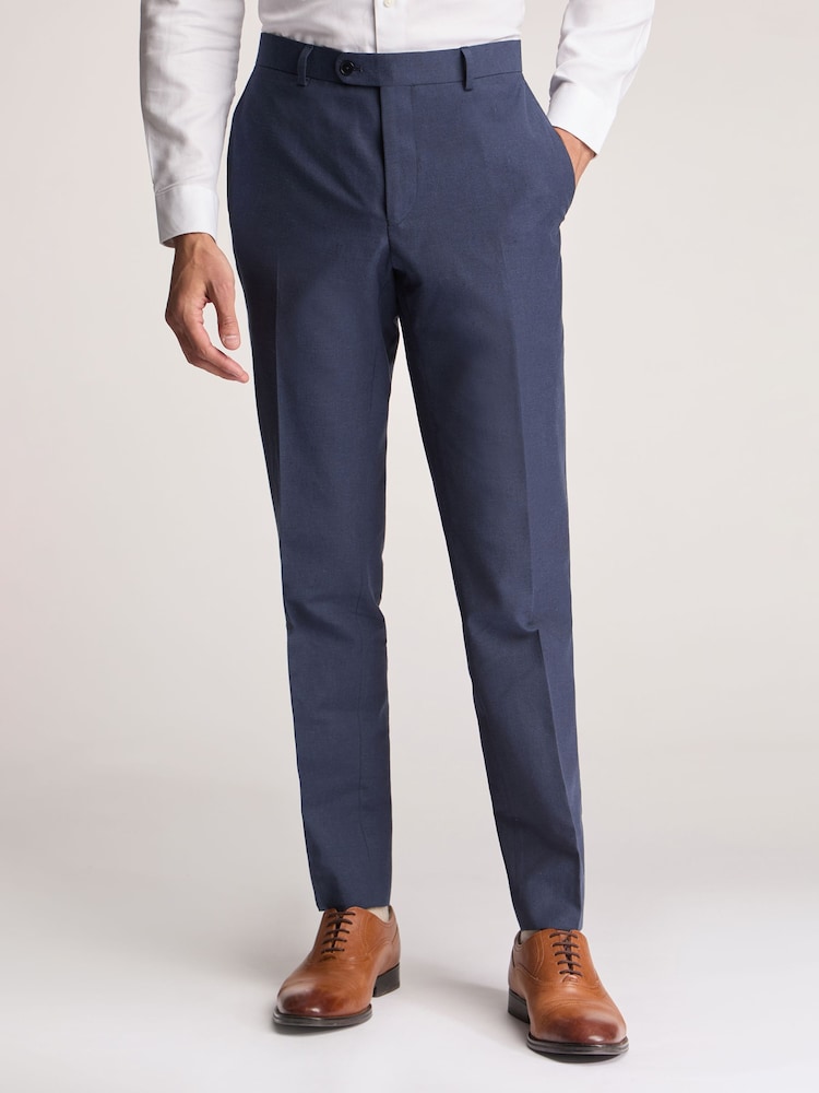 Ted Baker Blue Coxon Cotton Linen Slim Trousers - Image 1 of 3