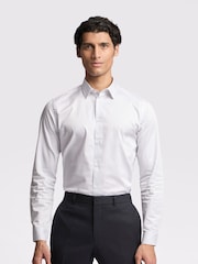 Ted Baker White Slim Quinn Micro Diamond 100% Cotton Shirt - Image 1 of 3