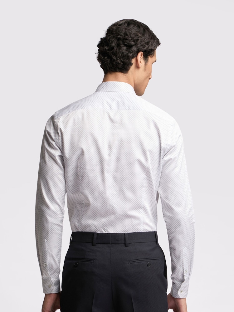 Ted Baker White Slim Quinn Micro Diamond 100% Cotton Shirt - Image 2 of 3