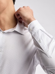 Ted Baker White Slim Quinn Micro Diamond 100% Cotton Shirt - Image 3 of 3