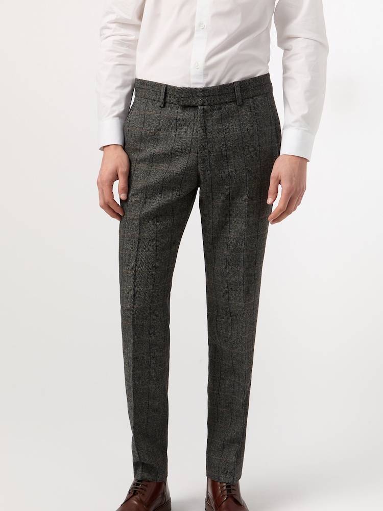 Antique Rogue Grey Emerson Herringbone Trousers - Image 1 of 2