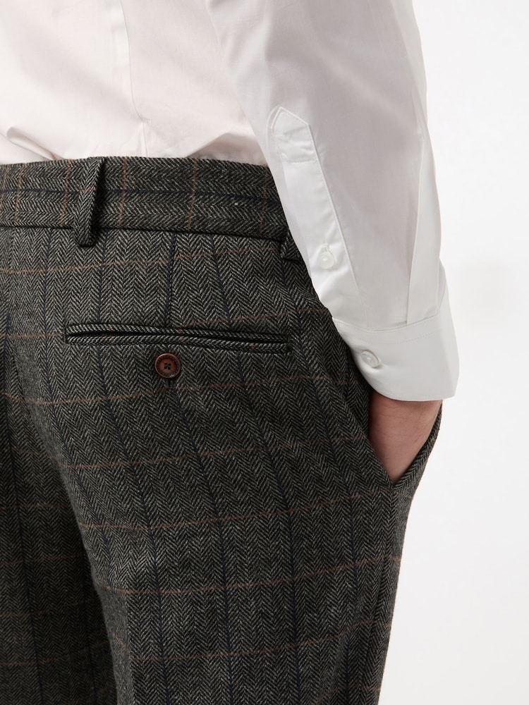 Antique Rogue Grey Emerson Herringbone Trousers - Image 2 of 2