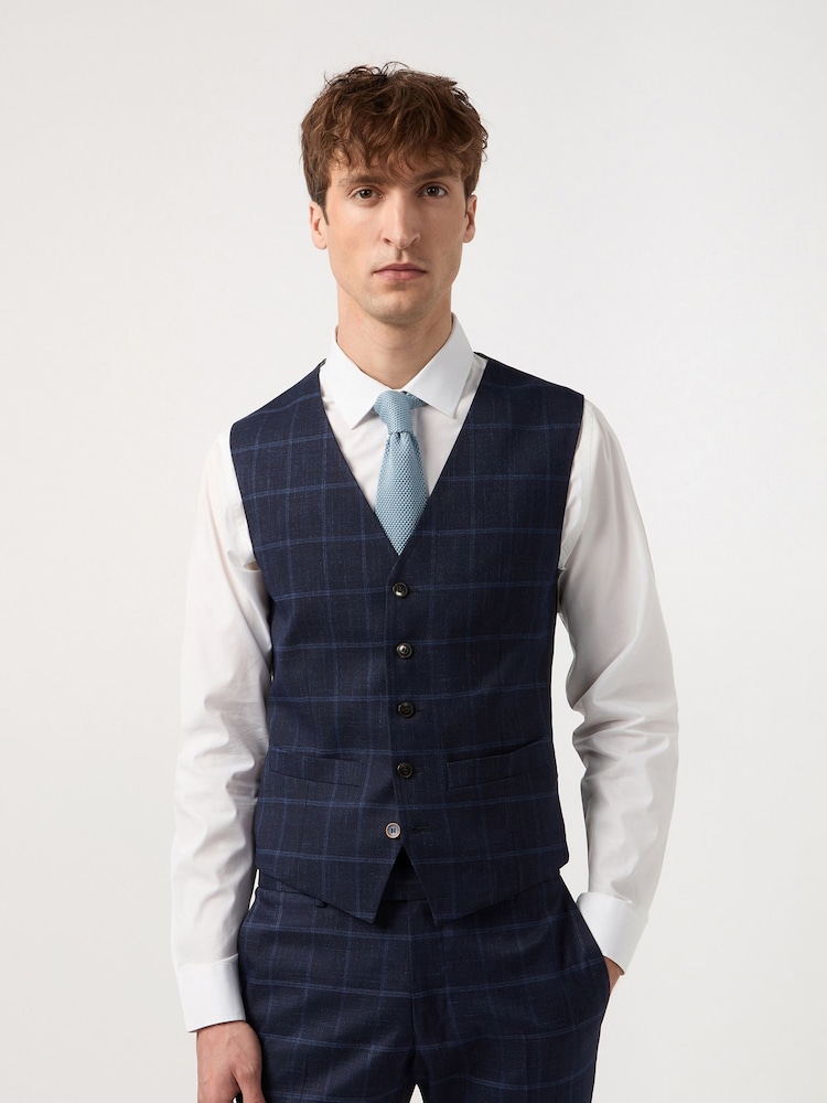 Antique Rogue Blue WP Check Waistcoat - Image 1 of 2 Antique Rogue Blue WP Check Waistcoat - Image 1 of 2